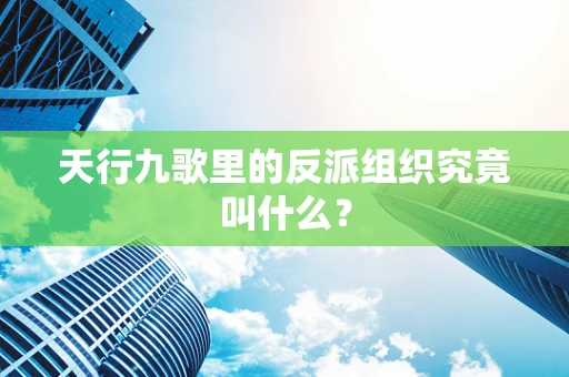 天行九歌里的反派组织究竟叫什么？