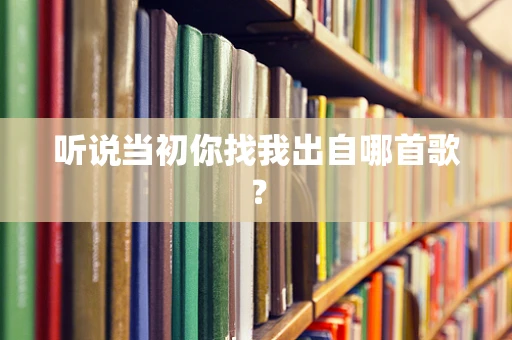 听说当初你找我出自哪首歌？