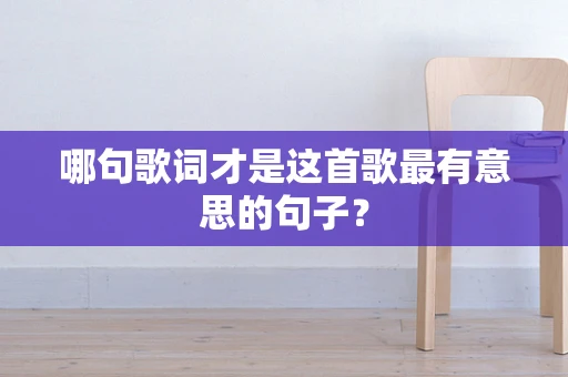 哪句歌词才是这首歌最有意思的句子？