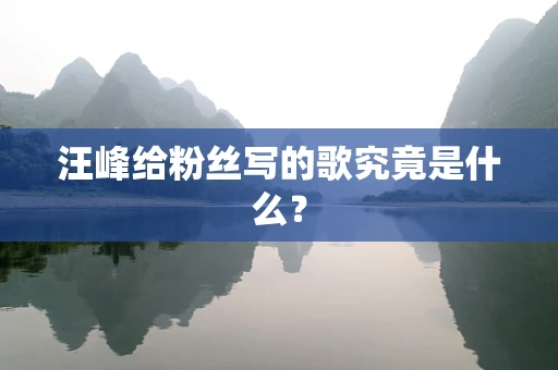 汪峰给粉丝写的歌究竟是什么？